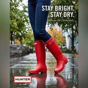 Hunter Original Back Adjustable Tall Rain Boots - Military Red